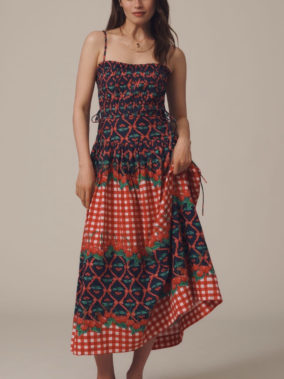 Small ANTHROPOLOGIE CHERRY Midi Dress Flaw